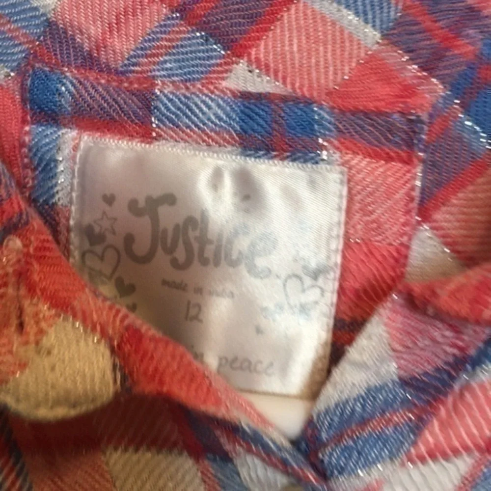 Justice Girls size 12 sparkly flannel